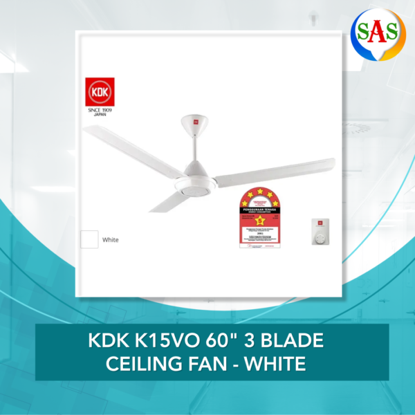 KDK K15VO 60" 3 BLADE CEILING FAN - WHITE