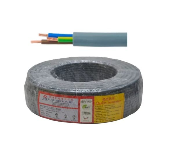 FAJAR 0.75mm² (24/0.20) x 3 Core Flexible Cable – 90m Grey Roll