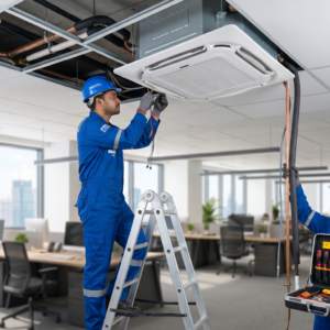 3.0 HP Ceiling Cassette AC Professional Standard Installation Free 7ft Copper Pipe Extra Piping Wiring PVC Casing Shabab Al Sharif Sumon Electrical Subang Jaya USJ 14 Selangor