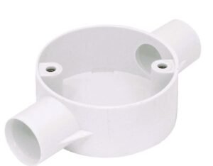 25MM 2 Way PVC Conduit Box – Inline Opposite Entry Junction Box