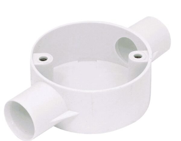 25MM 2 Way PVC Conduit Box – Inline Opposite Entry Junction Box