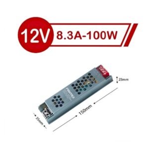 FIGHTER 12V 8.3A 100W Slim Weatherproof LED Power Supply – Metal Casing | AC-DC Adapter