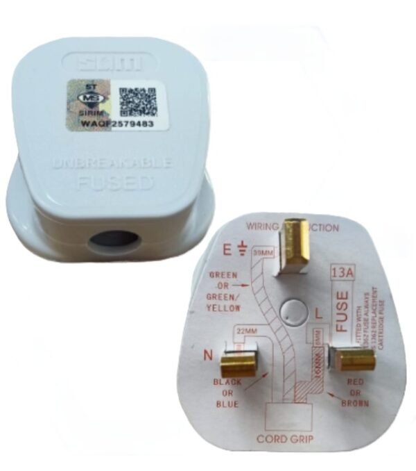 MARS 13A Plug Top (White) with Fuse – SIRIM Certified