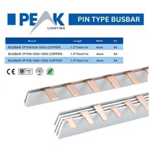 PEAK 100A 1 Pole Single Phase MCB Busbar with PVC Coating (C45 Type – 1.4×7mm Copper Pin, 1 Meter)