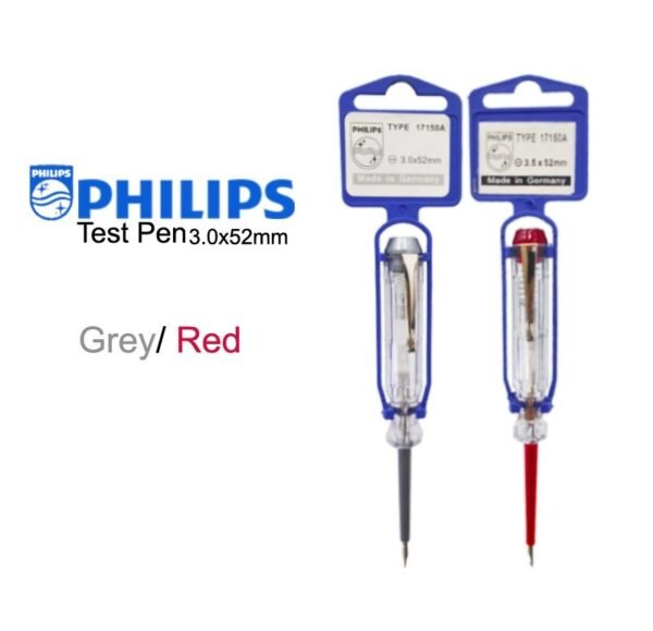 PHILIPS Test Pen 2-in-1 (Red Tip) – 3.0x52mm | Precision Voltage Tester Made in Germany