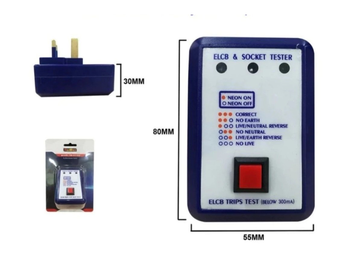 STARMAX SM-ES1630 13A ELCB & Socket Tester 300mA | Electrical Safety Plug Tester