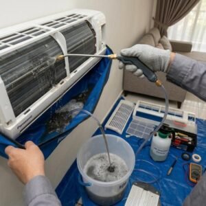 3.0 HP Wall Mounted AC Professional Chemical Cleaning Deep Coil Wash and Drainage Flush Service Shabab Al Sharif Subang Jaya USJ 14 Selangor