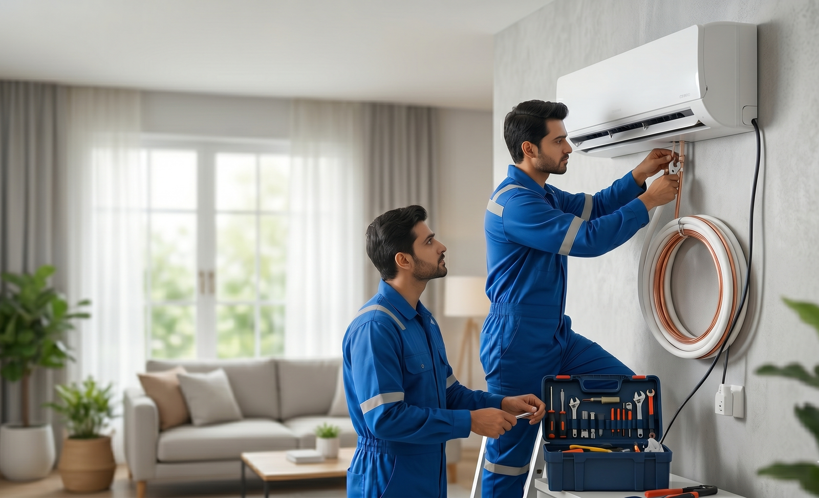 3.0 HP Wall Mounted AC Professional Standard Installation Free 7ft Copper Pipe Extra Piping Wiring PVC Casing Shabab Al Sharif Sumon Electrical Subang Jaya USJ 14 Selangor