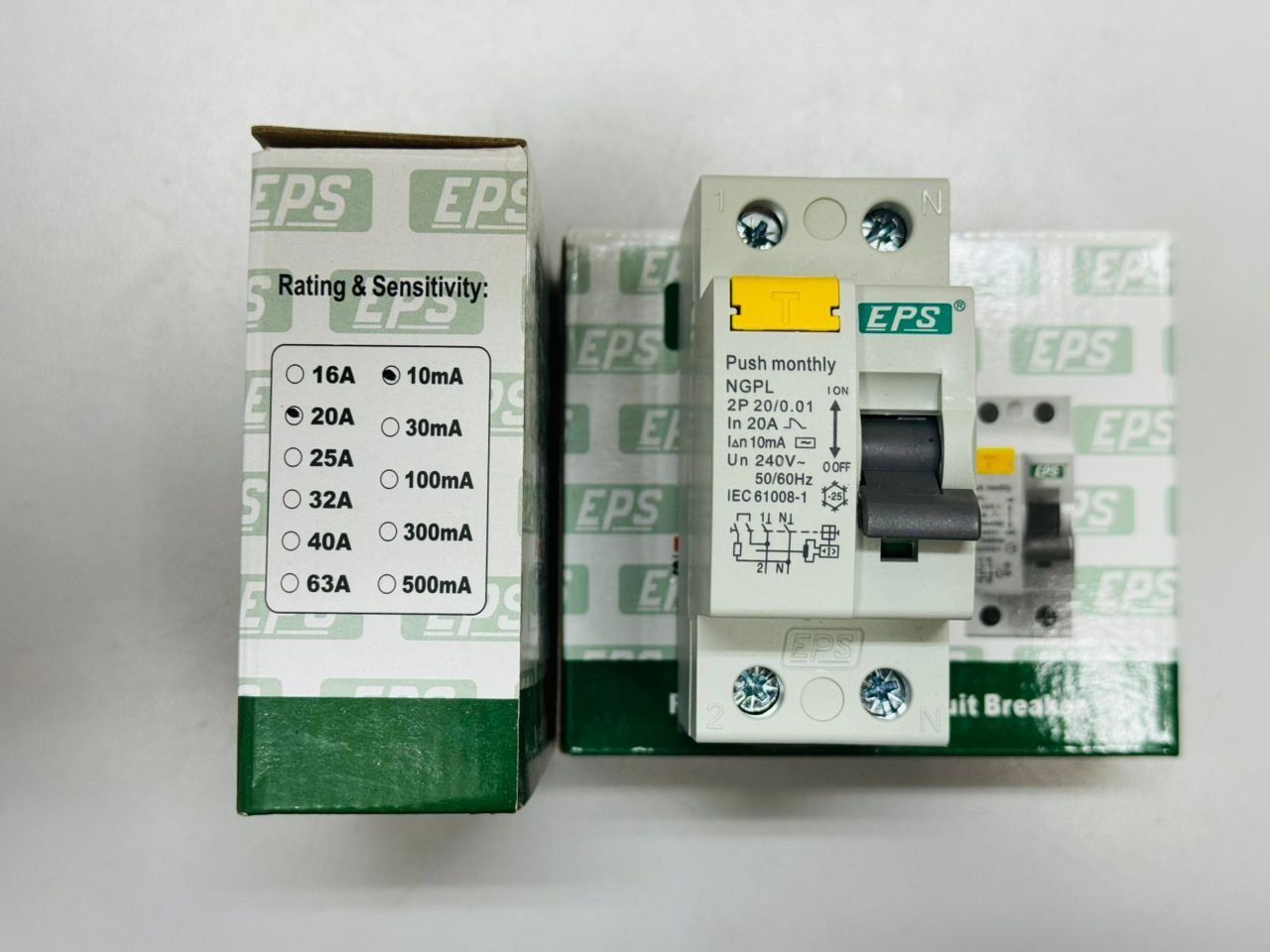 EPS 2 Pole 20A 10mA High Sensitivity ELCB RCCB for Bathroom Water Heater Safety IEC 61008-1 Compliant Sumon Electrical Subang Jaya USJ 14 Selangor