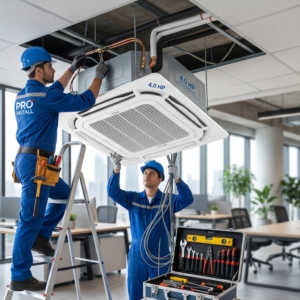 4.0 HP Ceiling Cassette AC Professional Standard Installation Free 7ft Copper Pipe Extra Piping Wiring PVC Casing Shabab Al Sharif Sumon Electrical Subang Jaya USJ 14 Selangor