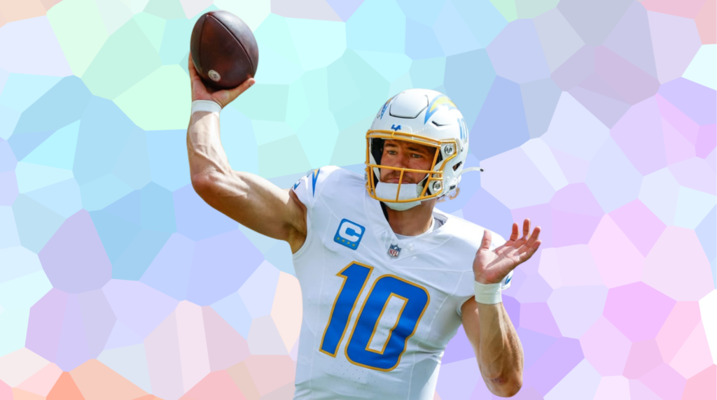 Justin Herbert LA Chargers quarterback featured in Madison Beer and Justin Herbert dating rumors article.
