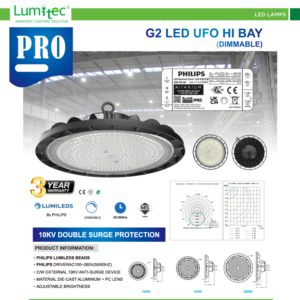Lumitec Pro G2 LED UFO Hi Bay Light 150W Dimmable SIRIM Approved Philips Lumileds Sumon Electrical Subang Jaya