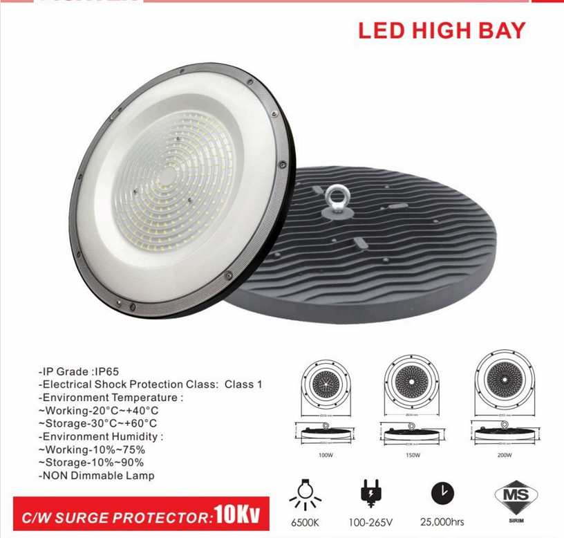 FIGHTER LED High Bay Light 150W SIRIM Approved IP65 10kV Surge Protection Sumon Electrical Subang Jaya